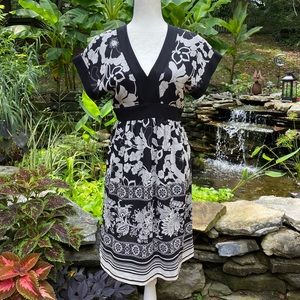 Jones New York Dress Black & White Silk
